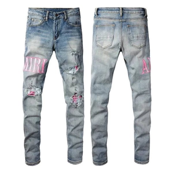 Pink Distressed Lettering Purple Jeans (37 styles)