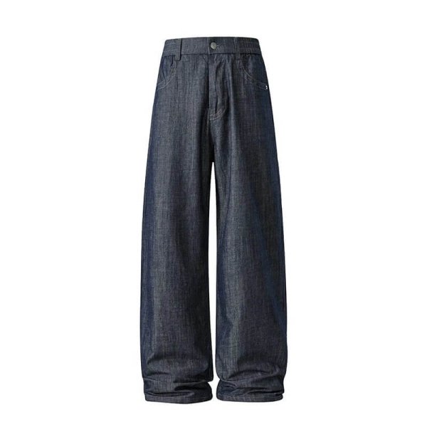 Straight-leg cotton-linen jeans