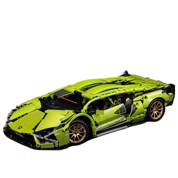 LEGO-compatible remote-controlled Lamborghini "Little Green Bull" sports car model