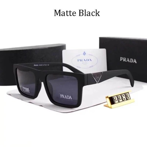 Prada Matte black polarized square-frame sunglasses